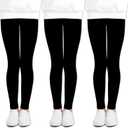 LUOUSE 3 Packs Girls Cute Stretch Athletic Leggings Little Kids Skinny Yoga Pants Ankle Length Size 12T - 13T