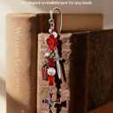 Buleens 2 Pack Bookmarks for Women Reading - Book Marks for Readers Book Lovers, Gothic Red Sword Skull Skeleton Personalized Metal Bookmark with Pendants, Aesthetic Book Accessories Reading Gifts