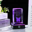 Movdyka Thank You Gift - 3D Crystal Keepsake With LED Colorful Base for Women, Coworkers, Teachers, Friends, Family - Inspirational Appreciation Gift, Office Desk Decor