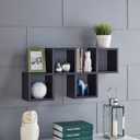 Danya B. Cubby Chessboard Wall Shelf – Black