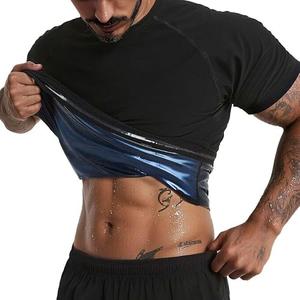 FEVOHOT Sauna Shirt for Men Short Sleeve Compression Sweat Suit Loss Body Shaper T-Shirt Heat Trapping Workout Gym Exercise, XL