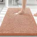Smiry Luxury Chenille Bathroom Rugs 30x20, Extra Soft and Absorbent Shaggy Bath Mat, Machine Washable, Non-Slip Plush Carpet Runner for Tub, Shower, and Floor, Home Decor Accessories, Peach
