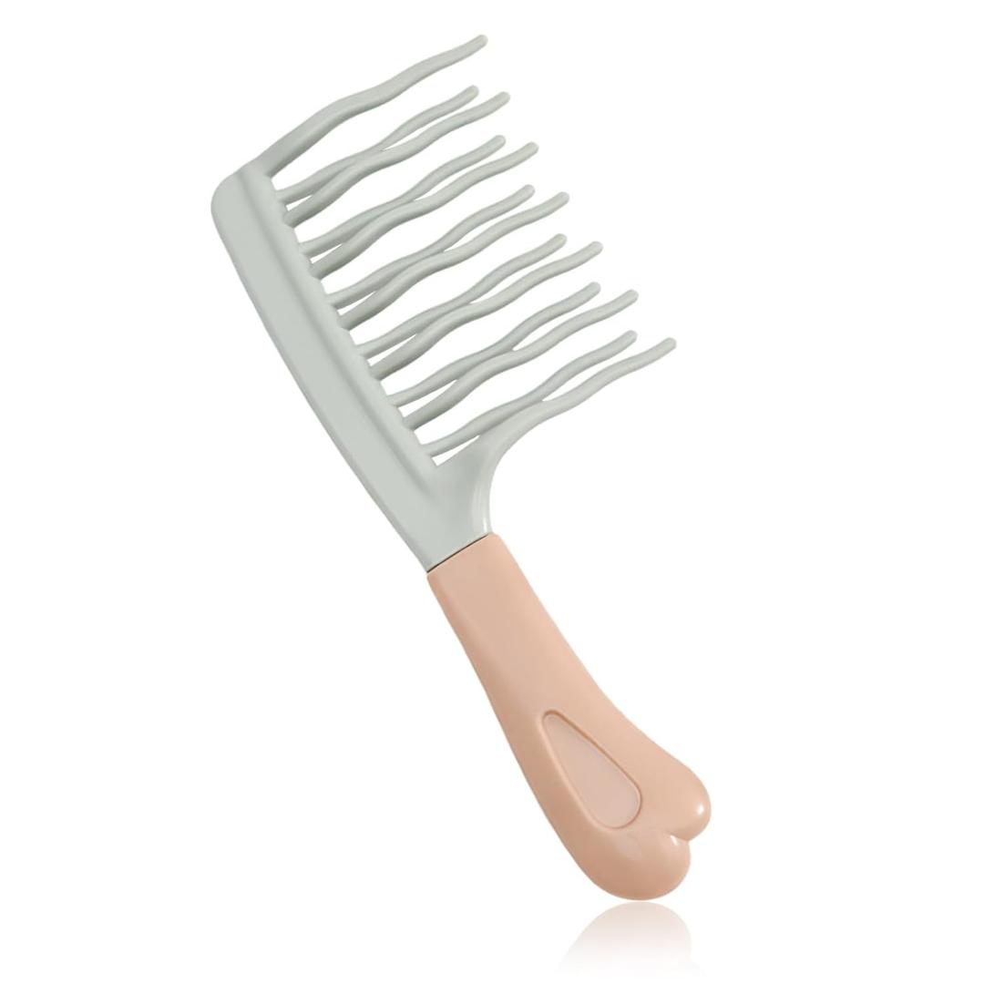 Wide Tooth Comb for Curls, Detangling Comb with Double Row Wavy Tooth for Curly/Wavy/Thick/Long/Wet & Dry Hair, Detangler Hair Brush Large Tooth Shower Hair Comb for Women Girl Men
