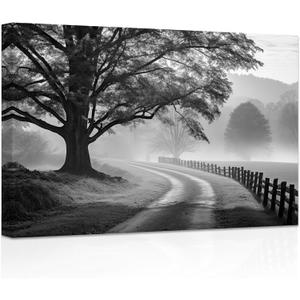 ZXHYWYM Black and White Wall Art Forest Big Tree Painting Nature Landscape Canvas Prints Modern Artwork for Living Room Office Bedroom Framed(3, (24.00" x 36.00"))