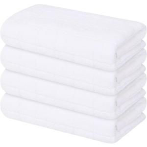 Mordimy 100% Cotton Terry Cloth Kitchen Towels, Super Soft and Absorbent Dish Towels for Drying, Checkered Designed Hand Towels for Kitchen, 16 x 26 Inches, 4 Pack, White
