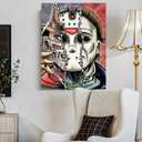 Halloween Diamond Painting Kits 5D DIY Diamond Art for Adults Horror Movies Characters Gem Art Kits Accessories Full Drill Kit 5D Diamond Painting Halloween for Home Wall Decor Gifts (11.8x15.7in)