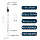 2 x 1mL Luer Lock Syringes Without Needle, Syringe for Liquid, Syringe for Science Labs, Feeding, Liquid Measurement, Pack of 12