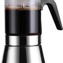 SIXAQUAE Induction Moka Pot, Crystal Glass-top & Stainless Steel Stovetop Espresso Maker,Classic Italian coffee maker (160ml)