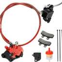 FVRITO Front Disc Hydraulic Brake Master Cylinder Caliper Handle Lever Line Assembly with Brake Pads for 50cc 70cc 90cc 110cc 125cc SSR TaoTao Apollo Coolster Moped Scooter Chinese Pit Dirt Bike Red
