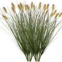 Ttranewsoo Artificial Grass, Fake Grass, Artificial Shrubs, Wheatgrass Cattails Fake Grass Decorations, Artificial Plants, Ornamental Grass, Outdoor Fake Grass, Green Leafy Decorations (12PCS)