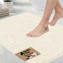 GORILLA GRIP Bath Rug Mat 60x24, Thick Soft Absorbent Chenille, Quick Dry Microfiber Mats, Rubber Backing Washable Shower Floor Rugs, Bathmat Runner, US Designed Bathroom Home Decor Accessories Ivory