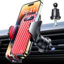 VANMASS Car Phone Holder Mount 2025 Upgraded [Patent Steel-Hook] Car Vent Phone Mount Clip Military-Grade Shockproof Cell Phone Car Mount Handsfree Truck Stand Vent Cradle for iPhone 16 Android,Red