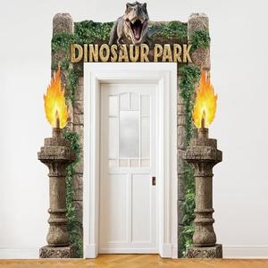 Dinosaur Park Party Decorations Dinosaur Birthday Porch Banner Backdrop Halloween Dino Party Supplies Door Decoration Banner Photo Booth Backdrop Hanging for Dinosaur Park Birthday Photo Props