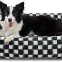 JOEJOY Dog Bed Medium Size Dog, Rectangle Washable Orthopedic Corduroy Fleece Pet Bed with Removable Zipper Cover, Cute Soft Calming Puppy Bed with Non Skid Bottom (M (30"x24"x8"), Black)