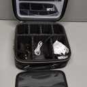 Makeup Bag with LED Mirror, [3 Color and Stepless Dimmable] Rechargeable LED Light for Makeup Bag Train Case with Brushes Storage Organizer, Travel Box Cosmetic Bag for Women - Black