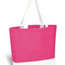 Laminated Pink & White Non-Woven Tote Bag, 5 Pack