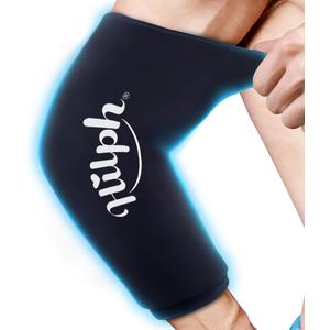 Hilph Elbow Ice Sleeve Arm Ice Packs for Injuries Reusable, Flexible Gel Cold Compression Sleeve for Tennis Elbow, Golfers, Tendinitis Pain Relief, Medium, Black