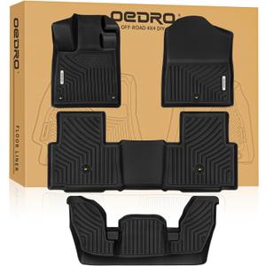 OEDRO Floor Mats Fit for Honda Pilot 2023-2025, Includes 1st, 2nd and 3rd Row Floor Liners, Custom Fit TPE All Weather Car Liners, Black