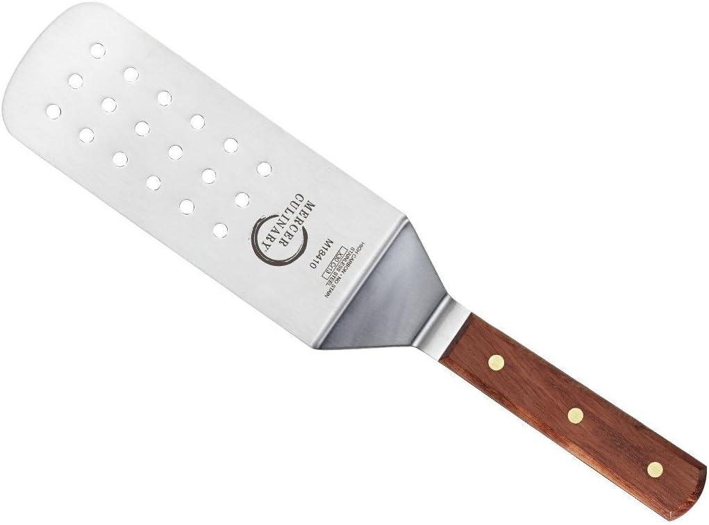 Mercer Culinary Praxis Rosewood Handle Perforated Turner, 8 Inch x 3 Inch