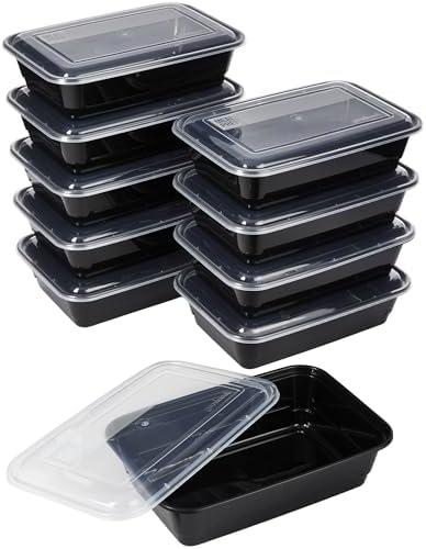 GoodCook Meal Prep Containers, Single Compartment 10-Pack, BPA-Free Reusable Food Storage, Black, Microwave & Freezer Safe, Stackable Meal Prep Containers for Lunches and Snacks