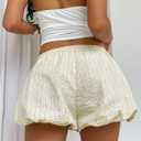 Milumia Women's Striped Bubble Shorts Elastic Waist Mini Low Rise Loose Fit Bloomers (Yellow, XS)