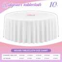 10 Packs Premium Round Tablecloth - 120 Inch White Polyester Table Cloth Bulk Washable Polyester Fabric Tablecloths for Wedding Party Banquet Buffet Table Holiday Dinner