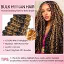 P4/27 Highlight BlondeHuman Braiding Hair for Boho Braids 150g 3 Bundles 34 34 34 Inch Brown Deep Wave Bulk Hair P4/27 Curly Human Hair Extensions for Braids Wet and Wavy Braid