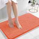 OLANLY Bathroom Rugs 24x16, Extra Soft Absorbent Chenille Bath Rugs, Rubber Backing Quick Dry, Machine Washable Bath Mats for Bathroom Floor, Tub and Shower, Home Decor Accessories, Coral