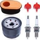 937-05065 951-12260 Air Filter + 951-12690 Oil Filter Spark Plug for Craftsman Powermore 420CC T1000 T1200 R1000 LT4200 CC760ES Lawn Mower