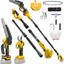 8 Inch Mini Chainsaw with Extension Pole and 30 mm Electric Secateurs Compatible with Dewalt 20V Battery, 4-in-1 Garden Tool Set Maximum Range up to 4.57 m for Tree Trimming Pruning (No Battery)