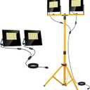 24000 Lumen LED Work Lights with Stand, Floodlight Work Light 2 Adjustable Head Work Light with 16FT IP67 Waterproof Tripod Work Light Stand for Construction Lighting