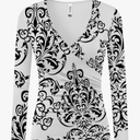 Beauhuty Women's Deep V Neck Slim Fitted Long Sleeve T-Shirt Front Wrap Ruched Tee Tops
Size M
