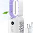 let'me Desk Fan, 106 Oscillating Fan for Indoors,Bladeless with 3 Speeds, Small Office Fan with LED Light, (Purple-Without Batteries)