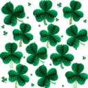 Karenhi 12 Pcs St. Patrick's Day Honeycomb Decoration 3D Hanging Ornaments Shamrock Gold Clover Hat Beer Mug Irish Honeycomb for St. Patrick's Day Party Decor(Clover)