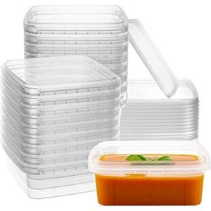 NYHI 8 oz 20 Pack Square Clear Deli Containers with Lids Disposable BPA Free Square Plastic Food Storage Containers with Lids Airtight for Meal Prep Take Out Kitchen