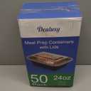 50 Pack (100-Piece) 24 oz Meal Prep Containers Reusable with Lids, Sturdy Leakproof & Food Safe, Microwave, Freezer, Dishwasher Safe Prep Containers, To Go Take Out Plastic Food Storage