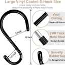 Dreecy 16 Pack S Hook for Hanging Plants, 6 Inch Large Heavy Duty S Hooks for Closet, 7 MM Thick Metal Black Rubber Coated S Shaped Hooks for Hanging Jeans Bags Cups Pot Jewelry Garden Tools