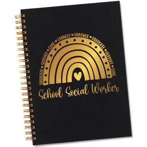 MFOMFO Thank You Gifts for School Social Worker, Inspirational School Social Worker Volunteers for Women, Office Meeting Notebook for Work, Encouragement Educator Staff Gold Spiral Notebooks-LTJ11
