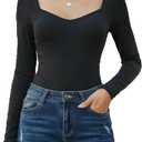 Avidlove Long Sleeve Bodysuits for Women Sexy Sweetheart Neck Going Out Outfits Double Lined Bodysuit