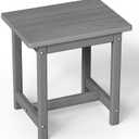 Outdoor Side Table  17" HDPE Adirondack Side Table,Sturdy Small Outdoor Tables, Weather-Resistant & Easy Assembly Patio End Tables for Garden, Balcony, Porch & Poolside (Grey)