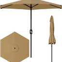 7.5FT Patio Umbrella Outdoor, Market Umbrella, Table Umbrella, 6 Sturdy Ribs UV Protection Waterproof for Garden, Pool, Deck, Backyard (Tan) (Tan(No Tilt and Crank))