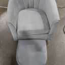 LINSY Swivel Accent Chair with Ottoman: Small Velvet Barrel Chair 360 Swivel Modern Armchair, Upholstered Reading Chair with Footrest for Living Room Bedroom Study Room (Grey)