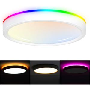 CLOUDY BAY 8 Inch LED Smart Ceiling Light,Flush Mount Ceiling Fixture,15W 2700-6500K CCT,2W RGB,Compatible with Alexa and Google Home Assistant,White Finish