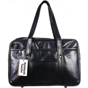 Mikikit Japanese School Bag for Women and Men - Waterproof Pu One-Shoulder Handbag Tote with Large Capacity - Uniform Shoulder Briefcase for Commuting and Laptop Carry