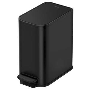 Cesun Small Bathroom Trash Can with Lid Soft Close, Step Pedal, 5 Liter / 1.3 Gallon Stainless Steel Garbage Can with Removable Inner Bucket, Waste Basket for Bathroom, Bedroom (Matte Black)