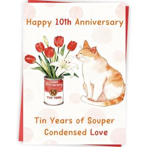 9 x 10th Anniversary Card, Funny 10 Year Wedding Anniversary Card Gifts for Him Her Husband Wife Couple,Tin Aday Gifts for Women Men (LD269)