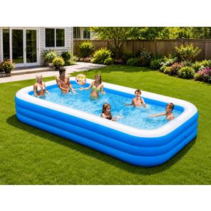 Large Inflatable Pool for Adults, 120"x70"x22" Oversized Thickened Blow Up Pool for Family, Full-Sized Swimming Pool for Backyard, Garden and Outdoor Fun