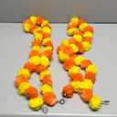 5 PC - 5 feet Marigold Garland |Indian/American Wedding Party Mantle Decoration, Faux Garlands Wedding Garland, Diwali Decoration, Spring Bush Floral! (Yellow & Dark Orange)