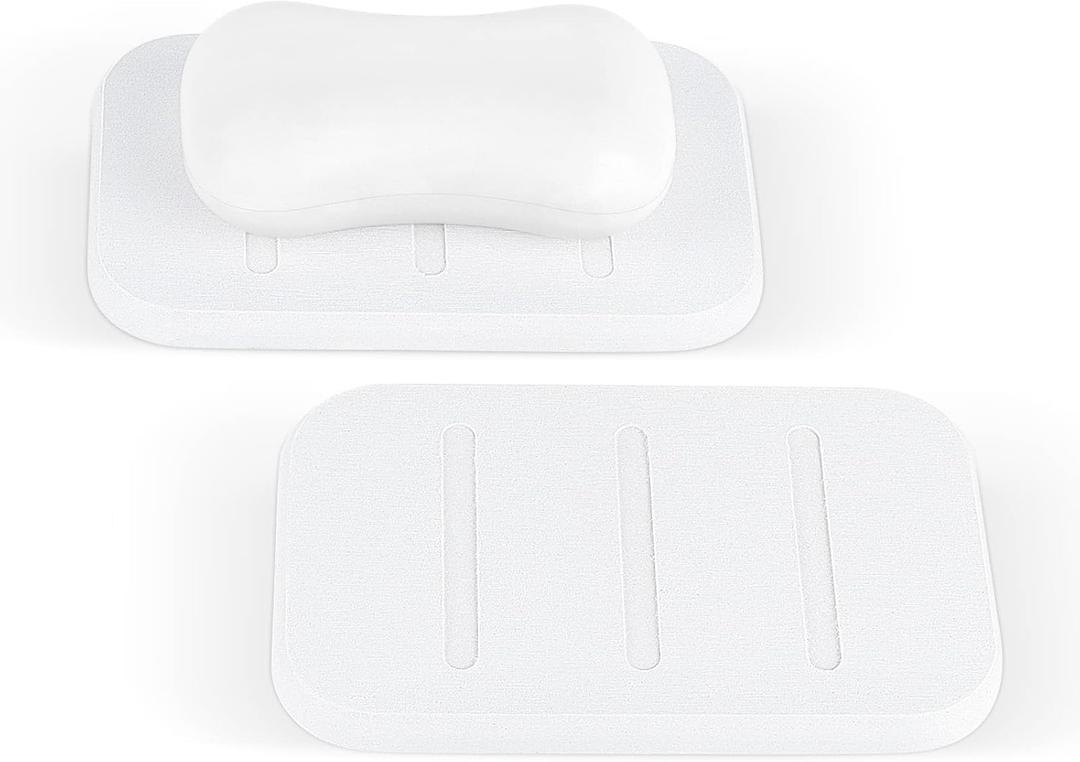 2 Pack Diatomite Soap Dish, Absorbent Soap Bar Holder Pad for Bathroom, Self-Dry Soap Saver Container (White)