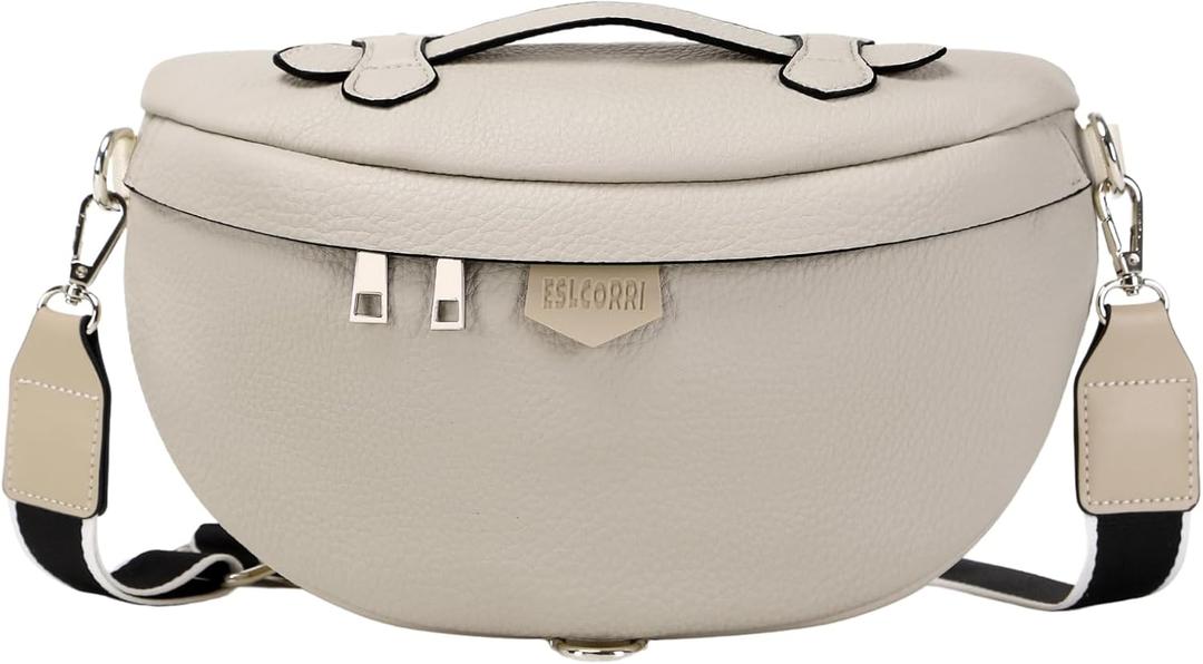 Eslcorri Crossbody Bags for Women - Fashion Sling Purse Shoulder Bag Fanny Pack Leather Causal Chest Bum Bag Cross Body Purse (Off-white)